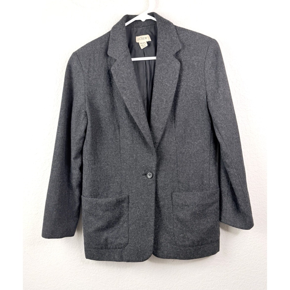 J.Crew Wool Blend Blazer Jacket Women's 4p Gray Single Button Tailored Career